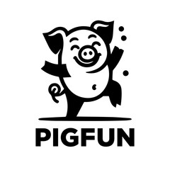 happy dancing pig logo design