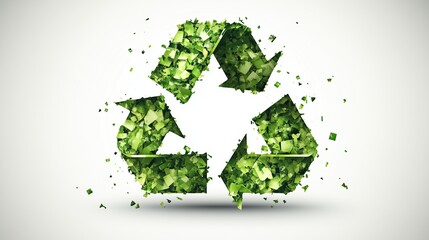 Abstract recycling symbol made of glowing green lines