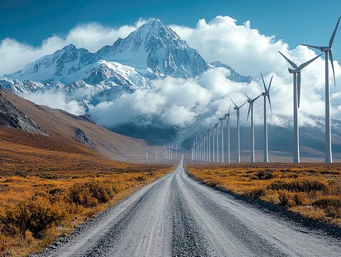 road to the mountains created by generative AI
