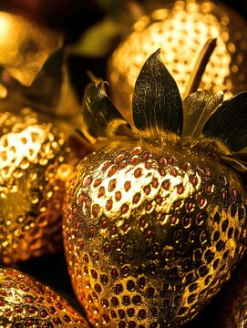 golden strawberries created by generative AI