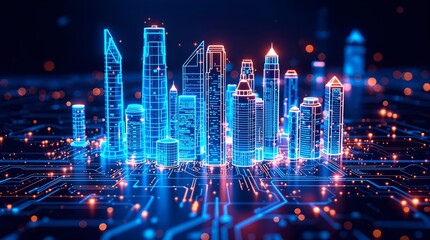 Future Skyline: Glowing Skyscrapers and the Digital Pulse of Tomorrow’s Cities
