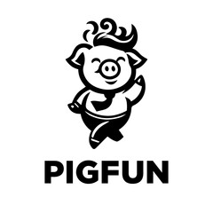 happy dancing pig logo design