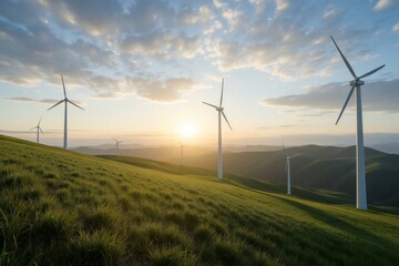 Wind Turbines on a Hillside.