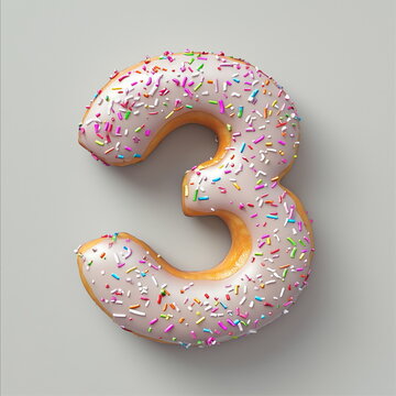 A donut in the shape of the number "3"