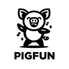 happy dancing pig logo design