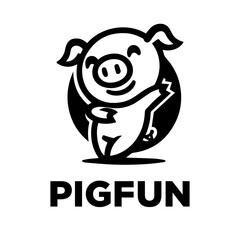 happy dancing pig logo design
