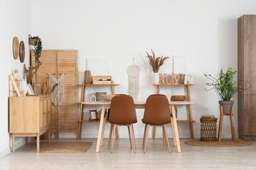Interior of light modern dining room