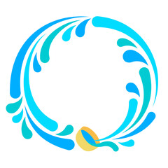 Fototapeta premium water splashing round shape border frame celebrate songkran festival