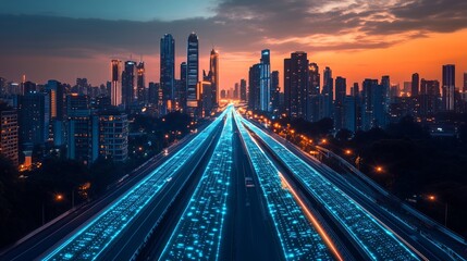 Fototapeta premium The interweaving of light and shadow in future cities