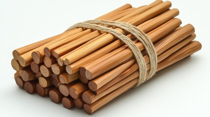 Bundled wooden sticks for crafting workshop image indoor close-up natural materials