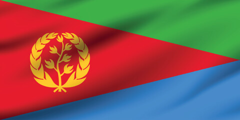 Eritrea flag official colors and proportion digital vector illustration. Pleated flag.