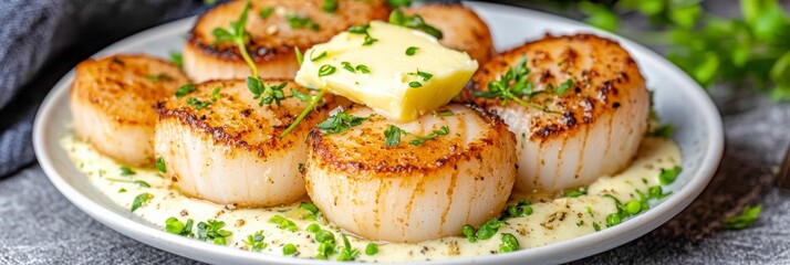 Pan-Seared Scallops with Lemon Butter Sauce.