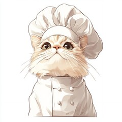 Culinary adventure cat chef kitchen digital art whimsical close-up playful cooking concept
