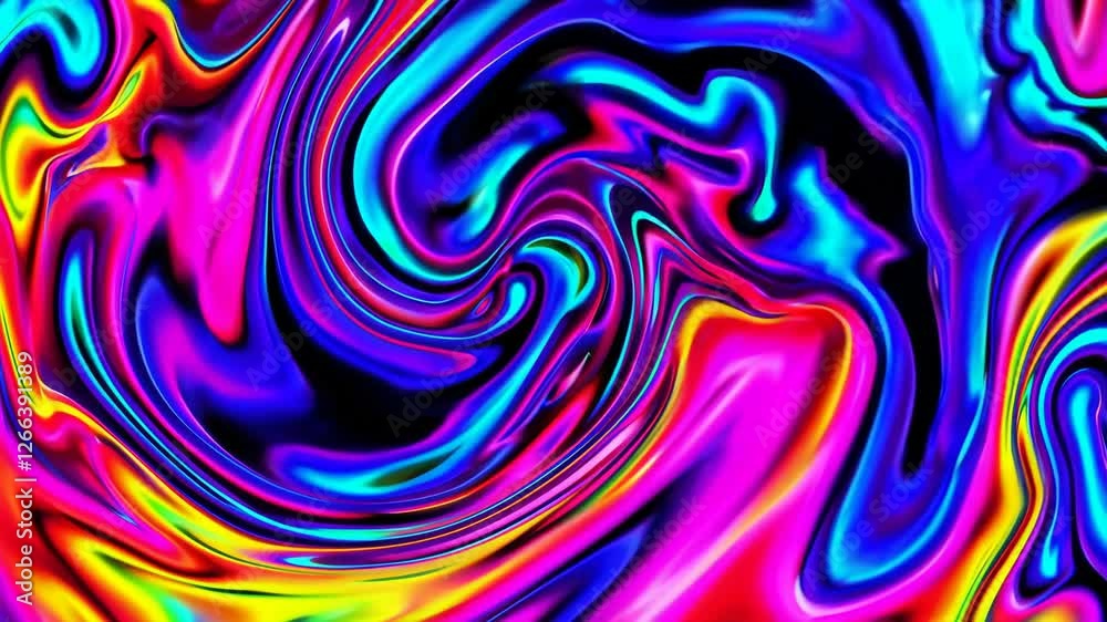 Poster colorful abstract background with vibrant swirling patterns, psychedelic art concept