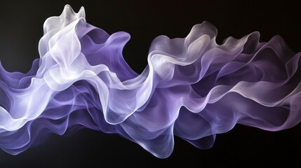 Obraz premium Ethereal Flowing Waves of Purple and White Smoke on Black Background