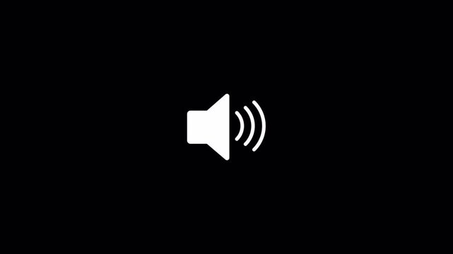 Animation of speaker volume with alpha channel, Speaker volume down and up animation with Transparent Background
