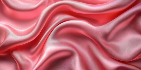 Obraz premium A close-up view of soft, flowing pink satin fabric, showcasing elegant folds and a glossy texture.