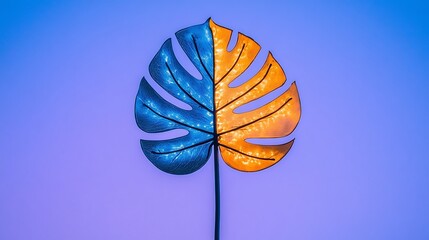 Split leaf, lights, purple backdrop, decor