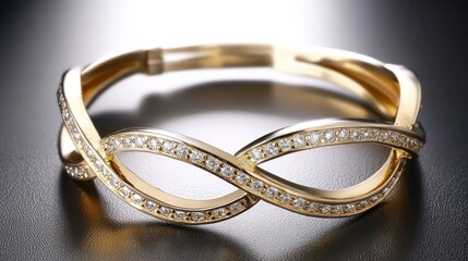 Gold Diamond Bracelet on Dark Background