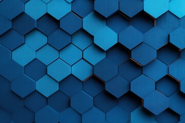 Fototapeta premium Layered Blue Hexagonal Pattern in Abstract 3D Design
