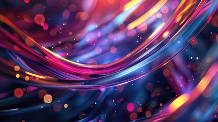 Fototapeta premium Abstract background with colorful curves and shapes. Abstract background with abstract color waves and blurred light, blurry light, dark background