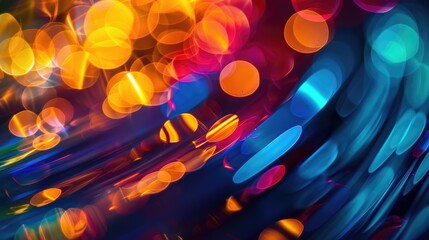 Abstract background with colorful curves and shapes. Abstract background with abstract color waves and blurred light, blurry light, dark background