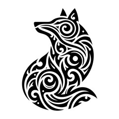 Fototapeta premium AI Generate of Wolf Shape in Maori Art style isolated in white