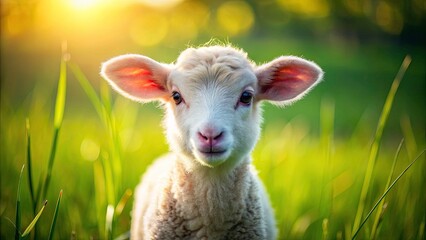 Obraz premium Precious newborn lambs frolic in a spring photoshoot, capturing adorable farm animal cuteness.