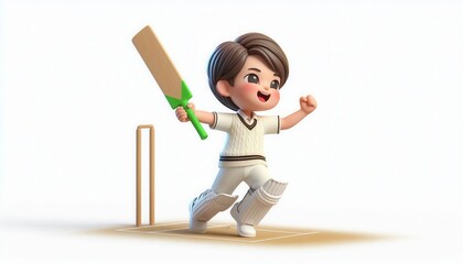 Fototapeta premium Exciting cricket celebration playground 3d animation cheerful environment close-up view
