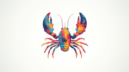 Colorful Lobster Illustration with Artful Vibrant Patterns