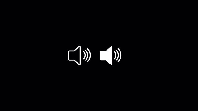 Animation of speaker volume with alpha channel, Speaker volume down and up animation with Transparent Background