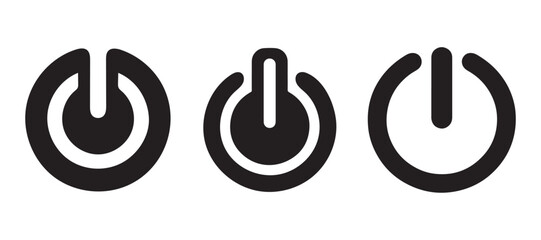 Power Button Icons set. On and Off Switch Symbols. Start and Stop Button icons. Flat Vector Set