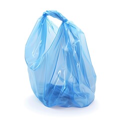 Blue plastic bag isolated on white background.
