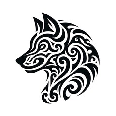 Fototapeta premium AI Generate of Wolf Shape in Maori Art style isolated in white