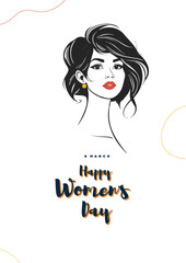 International Women's Day template for advertising, poster, wishes, leaflets, flyer, a4, social, media, banner, with wmen, face, clip, art, silhouette, Girl, female, Vertical, Celebration, 8 March