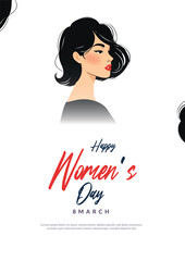 International Women's Day template for advertising, poster, wishes, leaflets, flyer, a4, social, media, banner, with wmen, face, clip, art, silhouette, Girl, female, Vertical, Celebration, 8 March