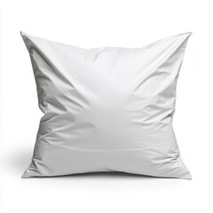 Simple White Square Pillow Mockup On White Background, Generative AI.