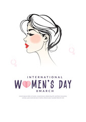 International Women's Day template for advertising, poster, wishes, leaflets, flyer, a4, social, media, banner, with wmen, face, clip, art, silhouette, Girl, female, Vertical, Celebration, 8 March