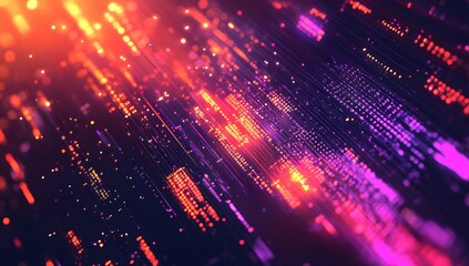 Abstract digital data stream explosion in a dark space