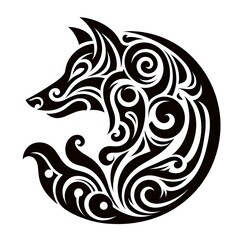 Obraz premium AI Generate of Wolf Shape in Maori Art style isolated in white