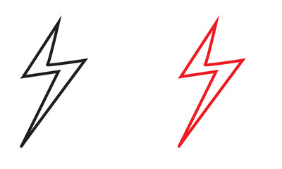 Comic icon lightning bolt elements. Flash sign charge or voltage, thunder and lightning strike in cartoon style. EPS 10/AI