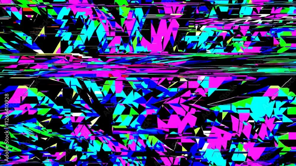 Poster abstract vibrant glitch art pattern with colorful geometric shapes, digital technology and art concept