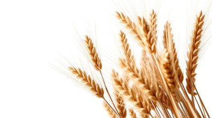 Golden Wheat Sheaves Isolated on White Background