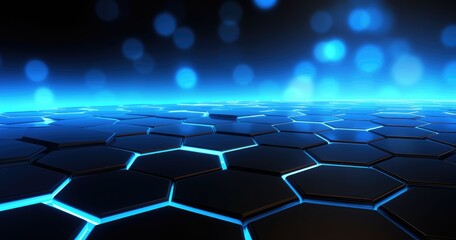 Naklejka premium Abstract beautiful background with glowing particles and glitter on dark blue background, glittering dust or sparkles in the air