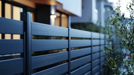 Modern dark gray fence exterior residential home