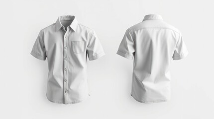 White Short Sleeve Shirt Mockup Front and Back View