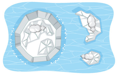 Polar Bears on Floating Icebergs © blueringmedia