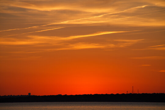 Beautiful sunset in the shore of Newport, Rhode Island, USA