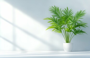 A green houseplant in a glass vase adds natural decor to the room