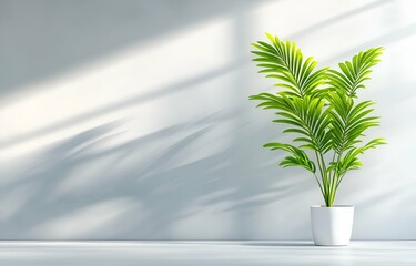 A green houseplant in a glass vase adds natural decor to the room